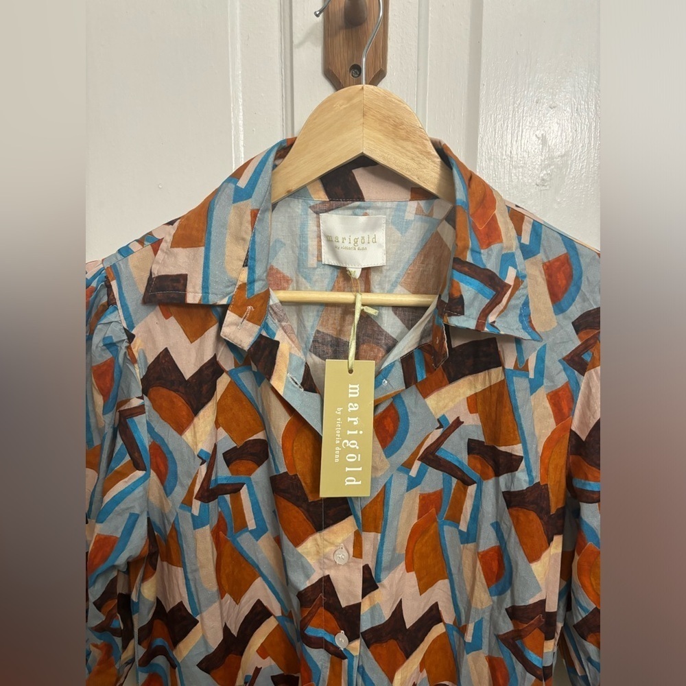 Marigold by Victoria Dunn Hurley City Scape Geometric Midi Dress Size Medium - Picture 6 of 11